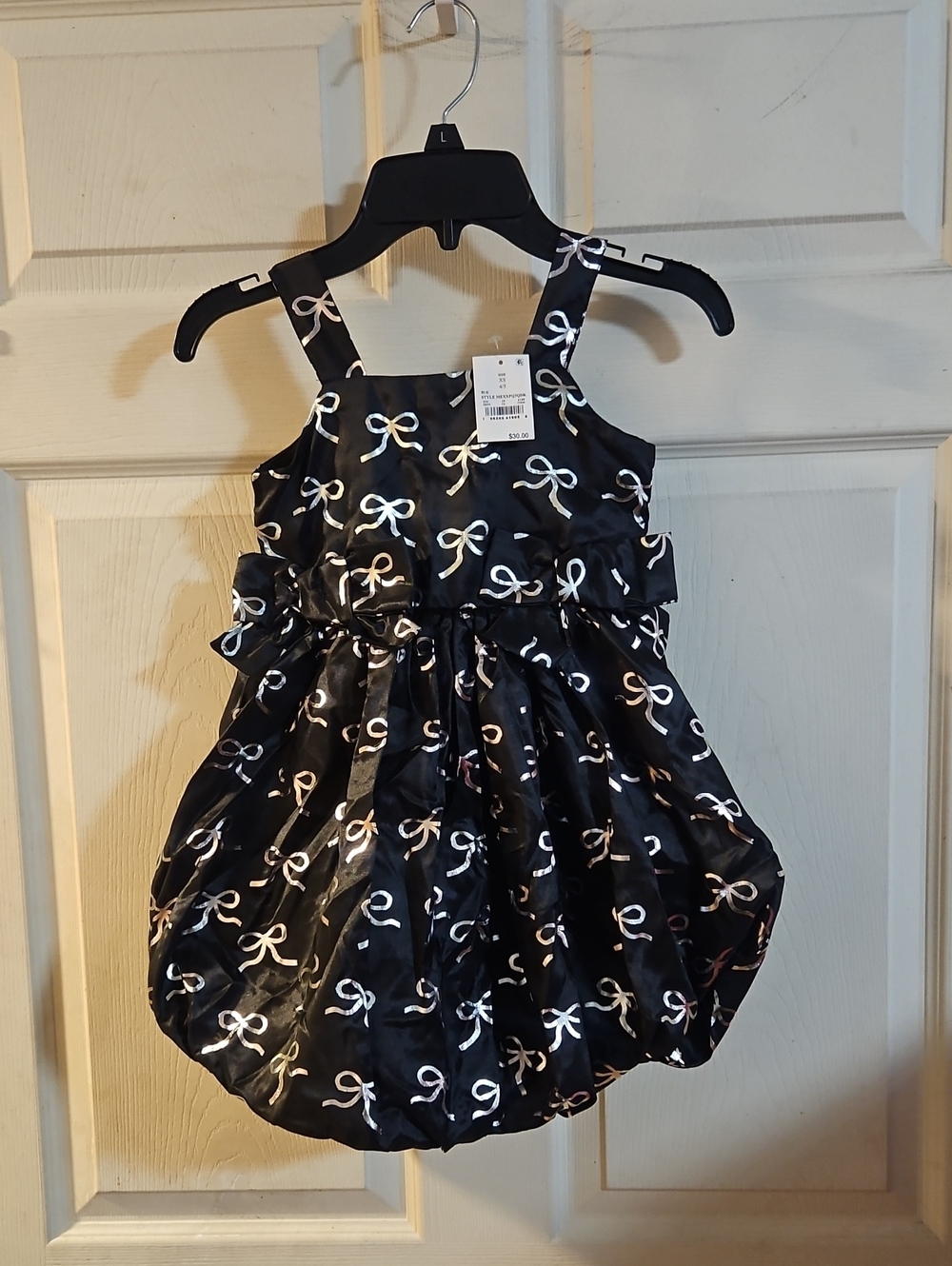 Audrey Camille black sleeveless bubble dress: metallic Bow Print: NWT: XS (4/5)